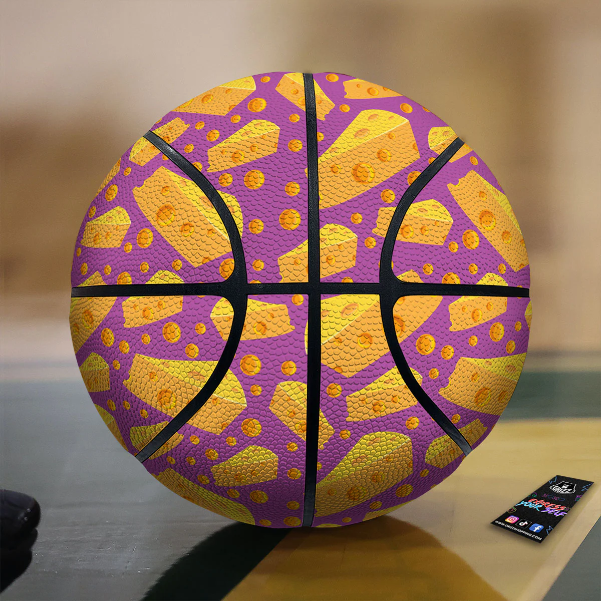 Cheese Holes And Purple Print Pattern Basketball