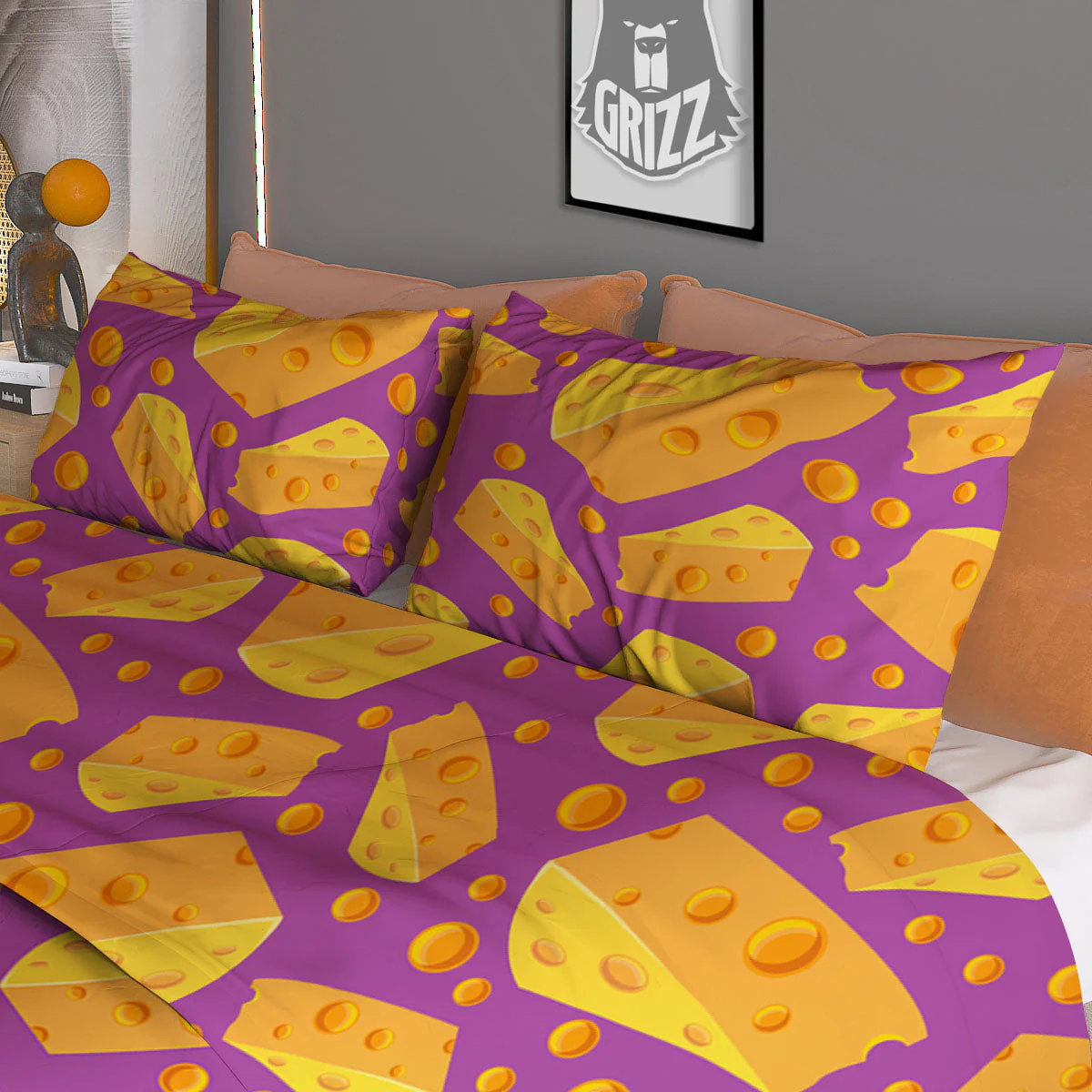 Cheese Holes And Purple Print Pattern Duvet Cover Bedding Set - Image 3