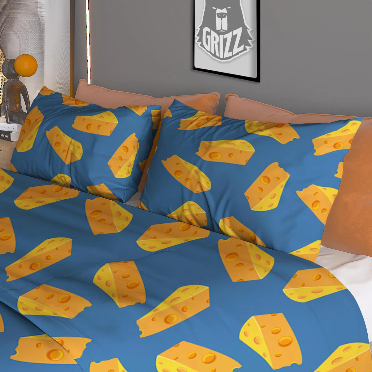 Cheese Slice Print Pattern Duvet Cover Bedding Set - Image 3