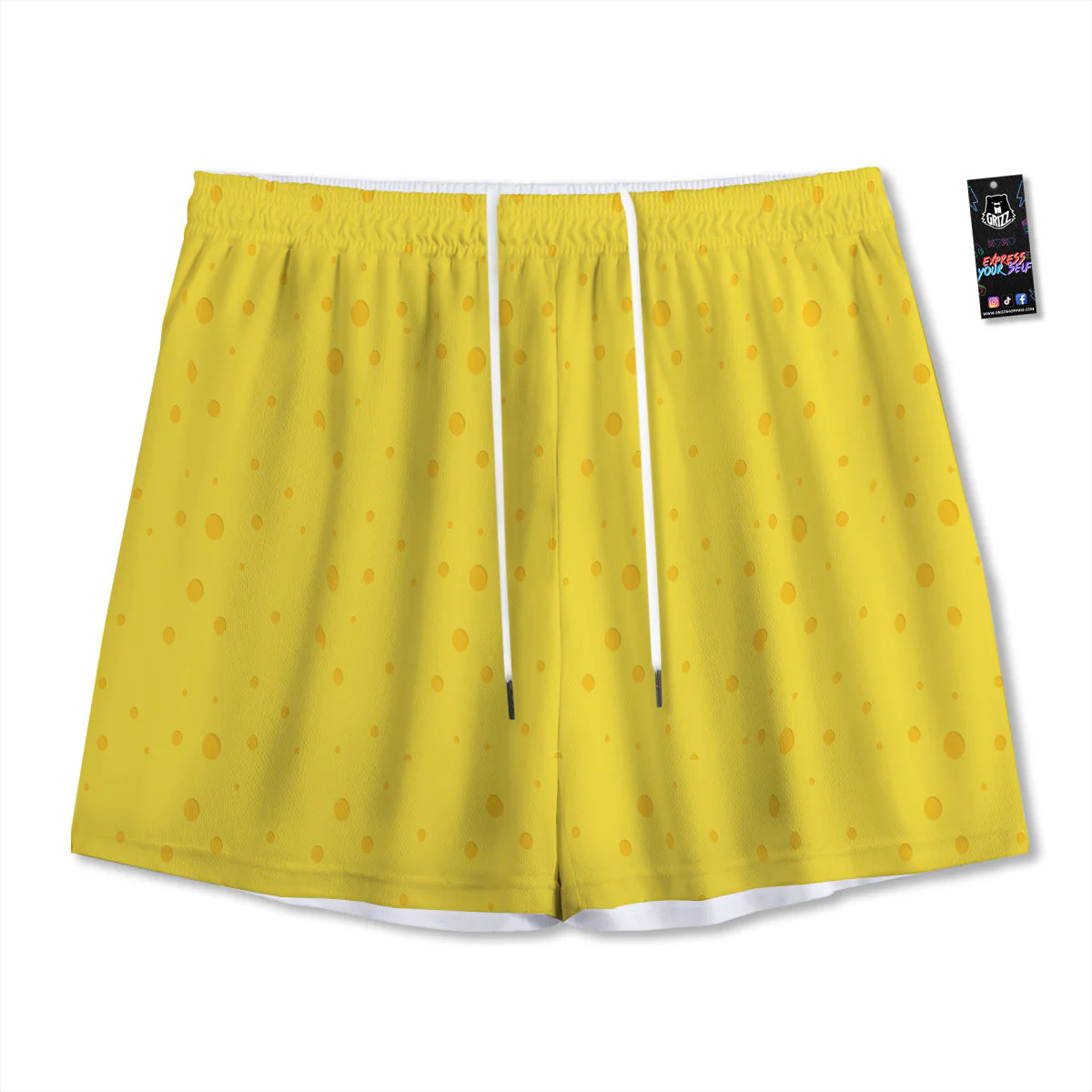 Cheese Yellow Print Pattern Mesh Shorts