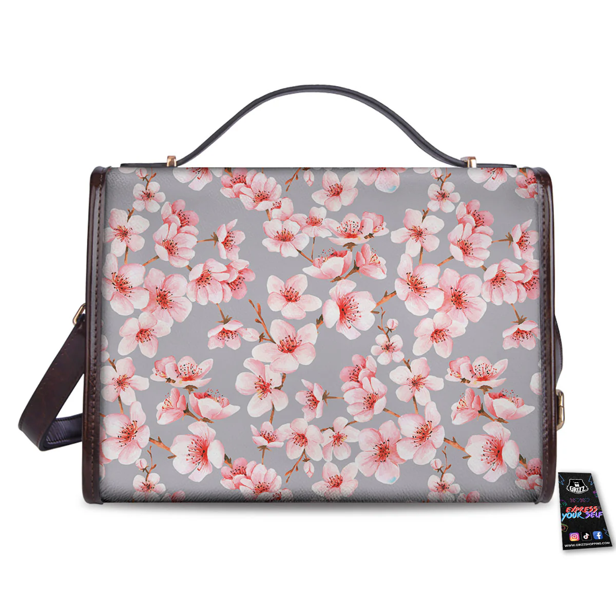 Cherry Blossom Japanese Print Pattern Women's Satchel Bag - Image 2