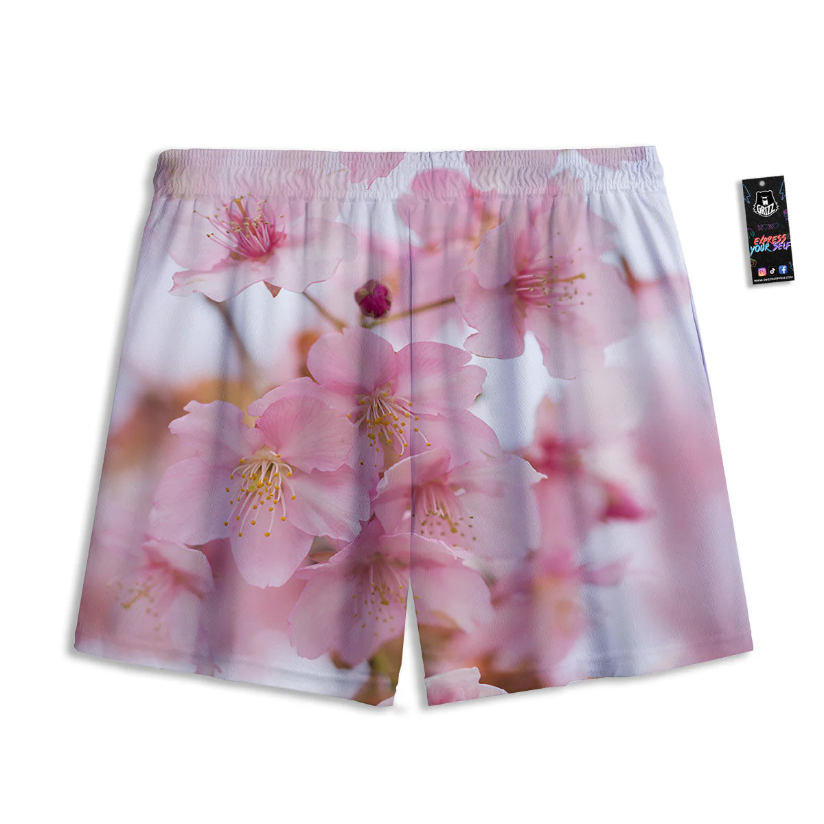 Cherry Blossom Pink Print Mesh Shorts - Image 2