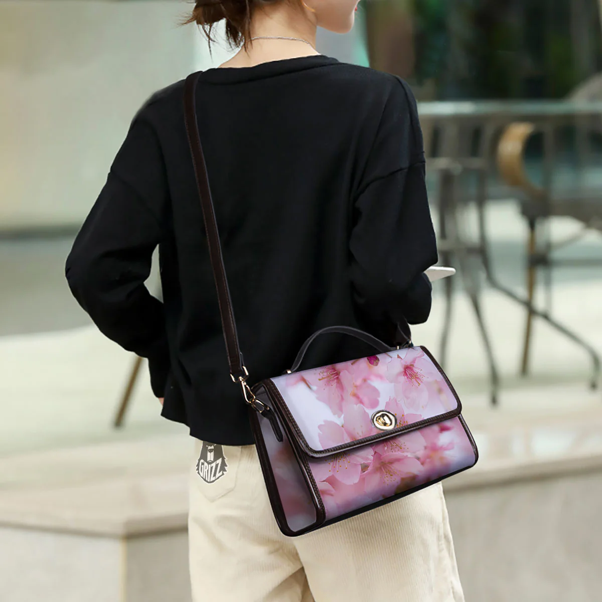 Cherry Blossom Pink Print Women's Satchel Bag - Image 3