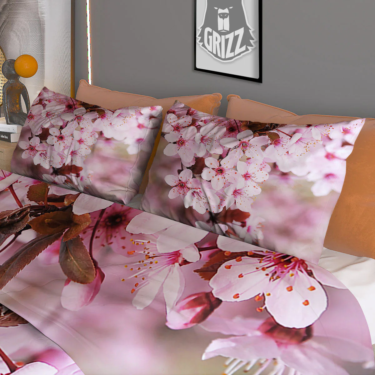 Cherry Blossom Sakura Print Duvet Cover Bedding Set - Image 3