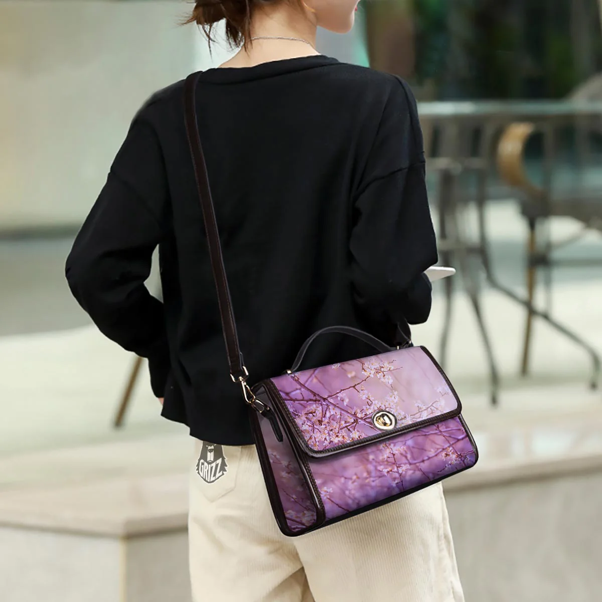 Cherry Blossom Sunrise Japanese Print Women's Satchel Bag - Image 3