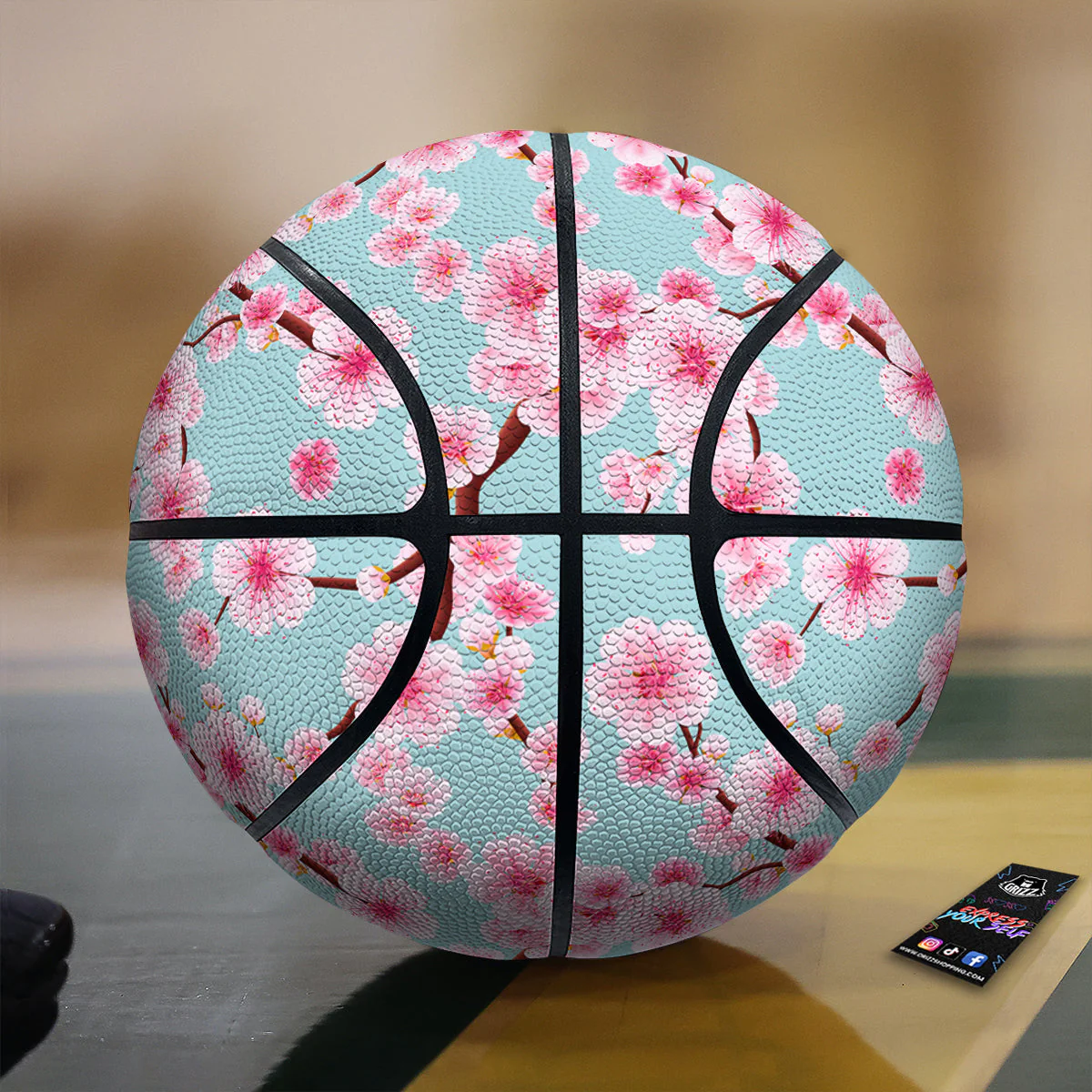Cherry Blossom White Print Pattern Basketball