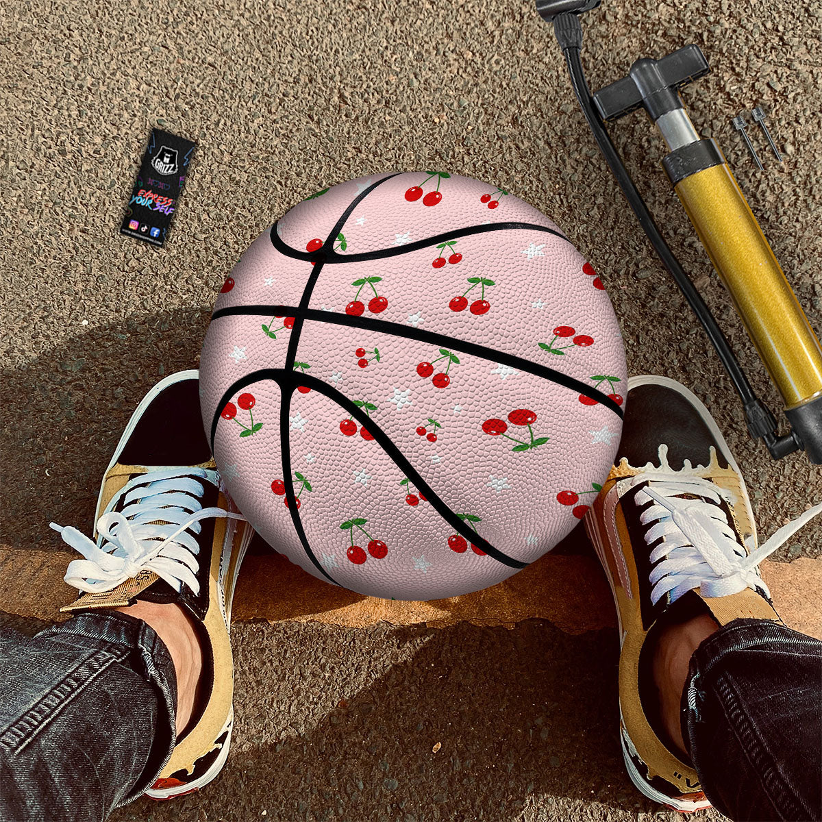 Cherry Pink Print Pattern Basketball - Image 2