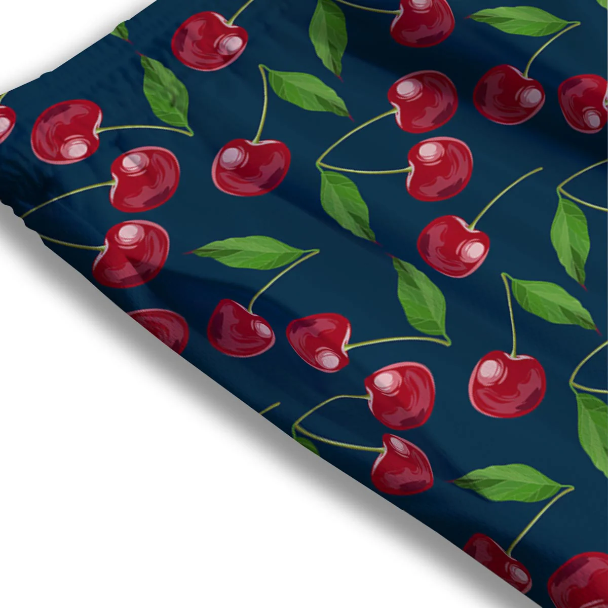 Cherry Red Print Pattern Mesh Shorts - Image 3