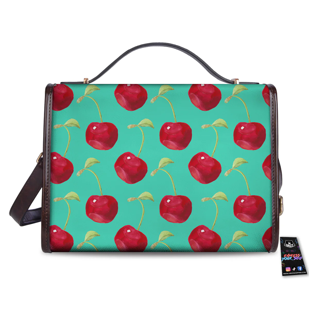Cherry Watercolor Print Pattern Women's Satchel Bag - Image 2