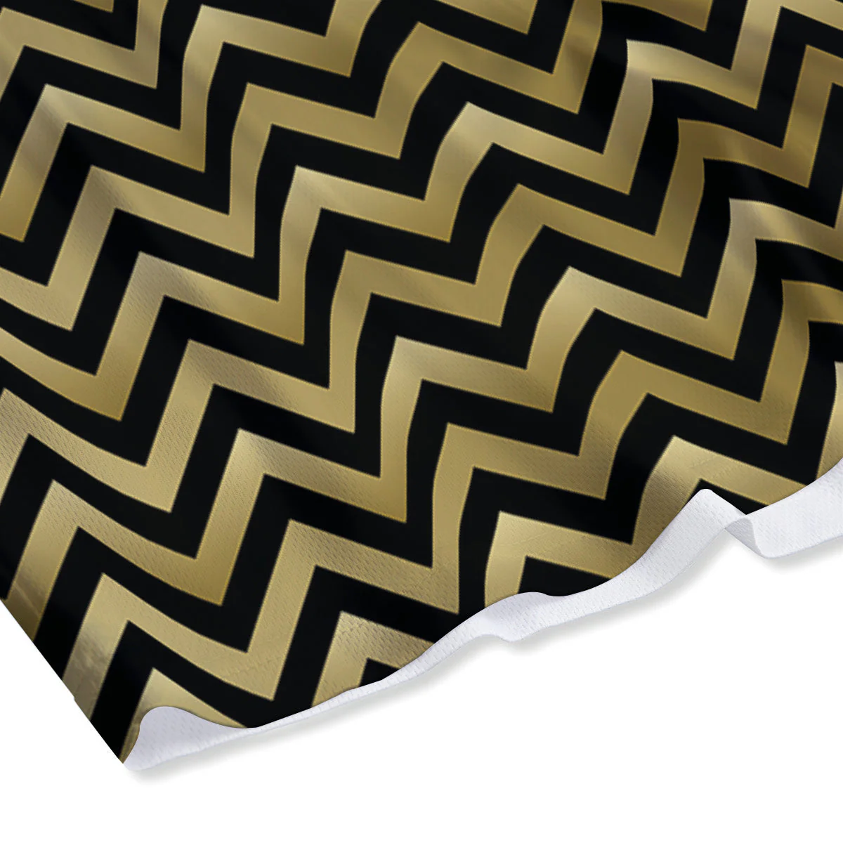 Chevron Black And Gold Print Pattern Mesh Shorts - Image 4