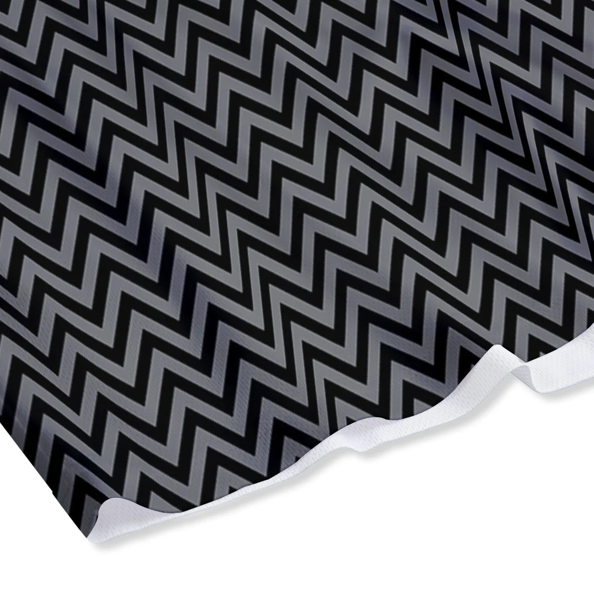 Chevron Black And Grey Print Pattern Mesh Shorts - Image 4