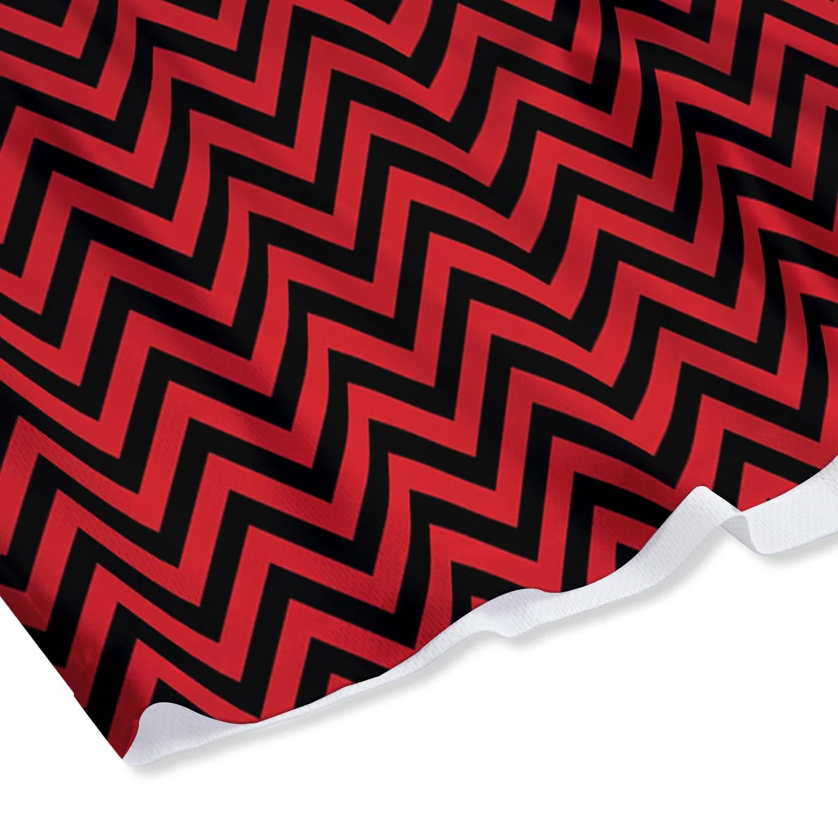 Chevron Black And Red Print Pattern Mesh Shorts - Image 4