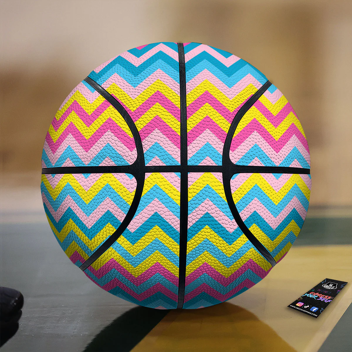 Chevron Rainbow Print Pattern Basketball