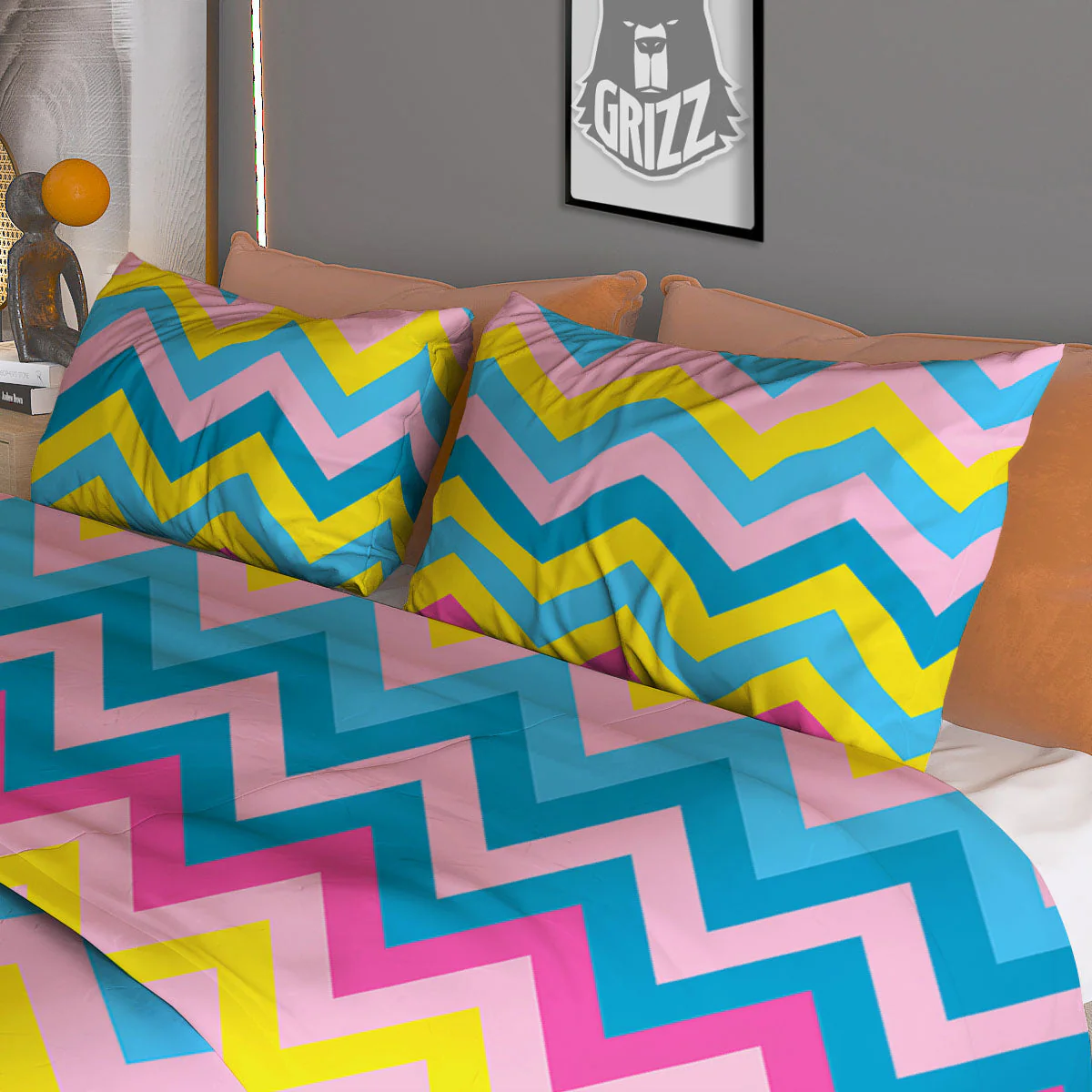Chevron Rainbow Print Pattern Duvet Cover Bedding Set - Image 3