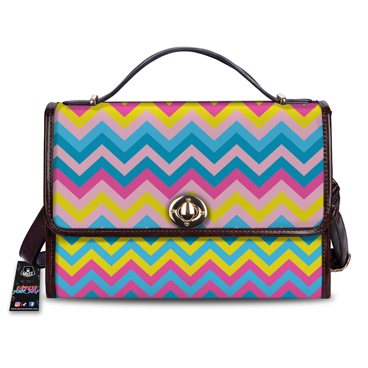 Chevron Rainbow Print Pattern Women's Satchel Bag
