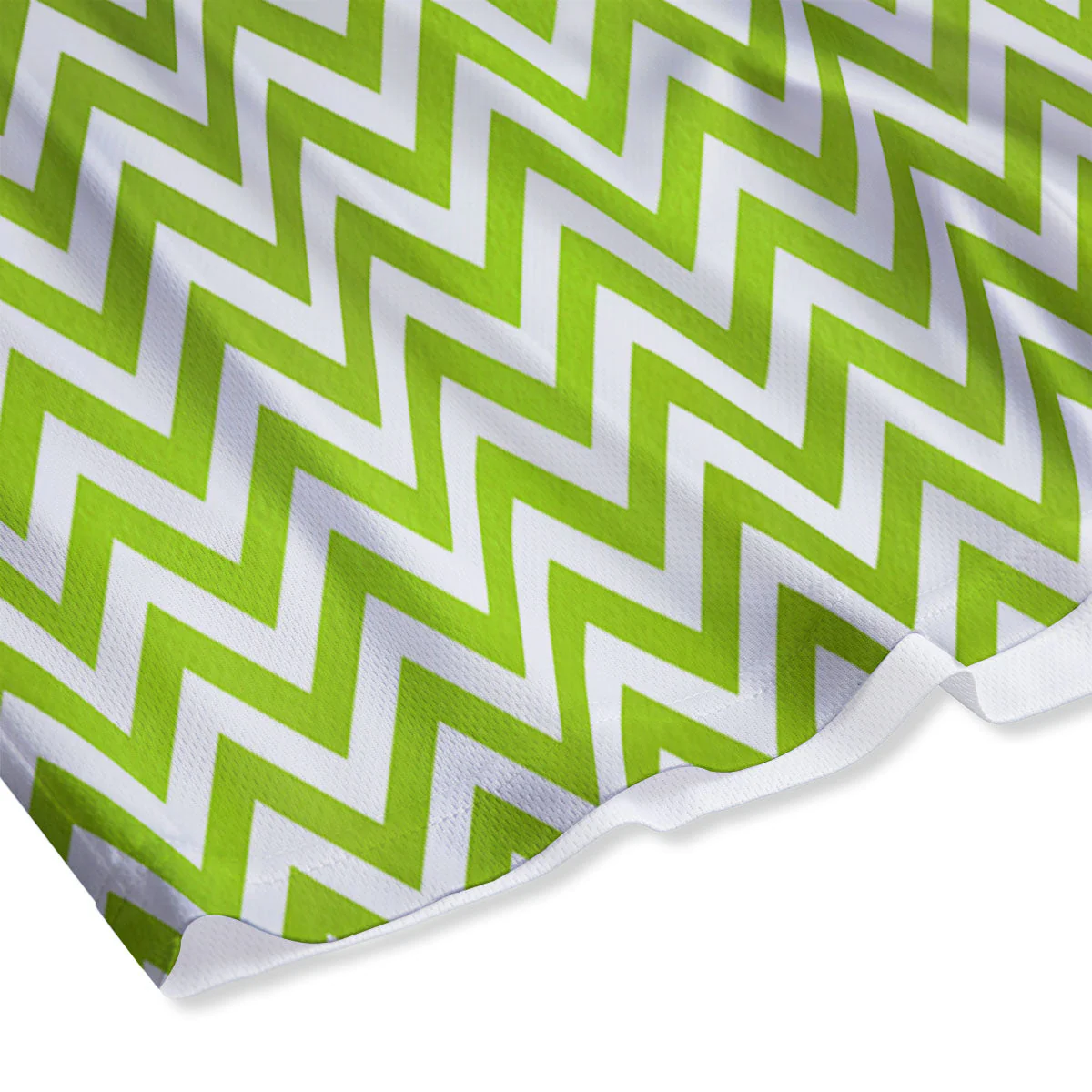 Chevron White And Lime Green Print Mesh Shorts - Image 4