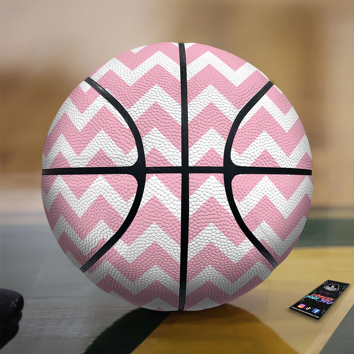 Chevron White And Pink Print Pattern Basketball