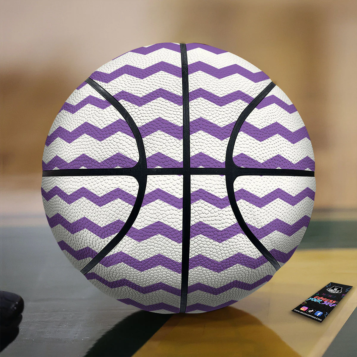 Chevron White And Purple Print Pattern Basketball