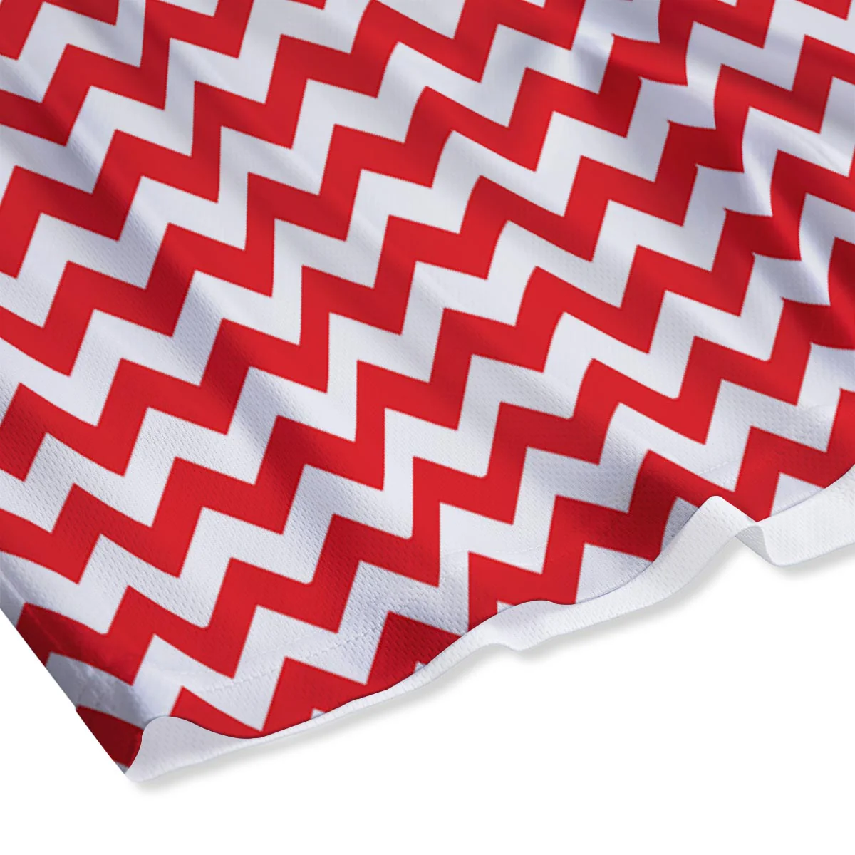 Chevron White And Red Print Pattern Mesh Shorts - Image 4