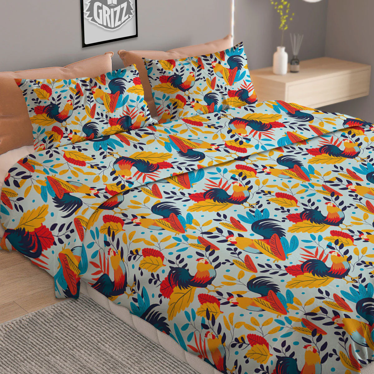 Chicken Exotic Print Pattern Duvet Cover Bedding Set - Image 2