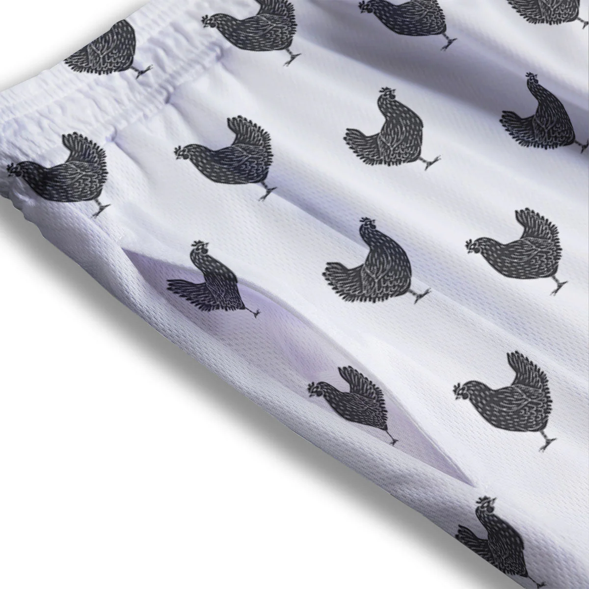 Chicken Painting Print Pattern Mesh Shorts - Image 3