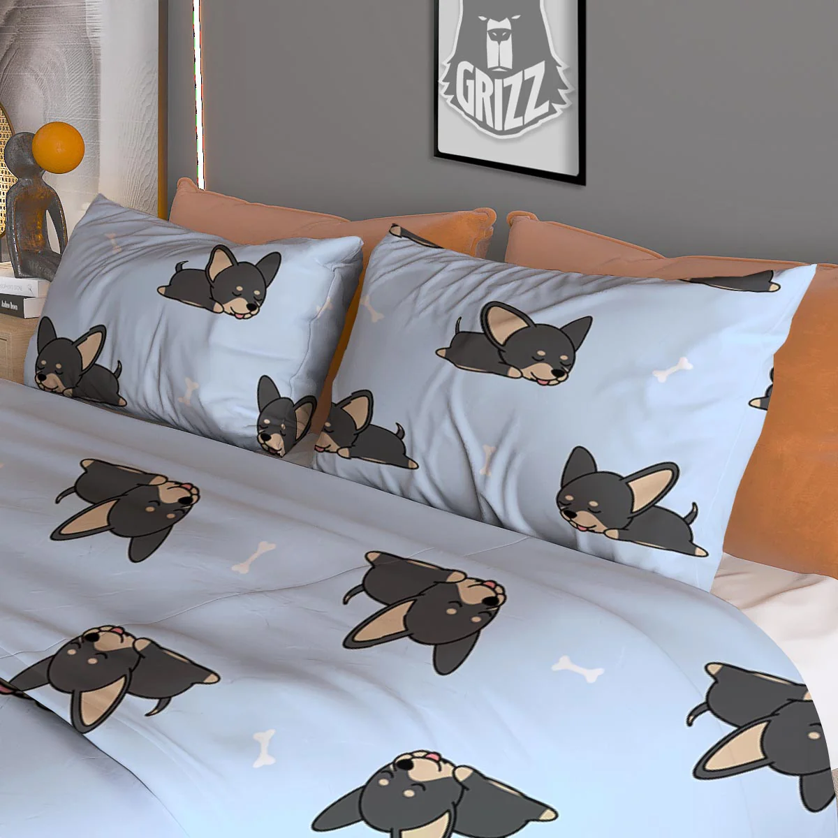 Chihuahua Sleeping Print Pattern Duvet Cover Bedding Set - Image 3