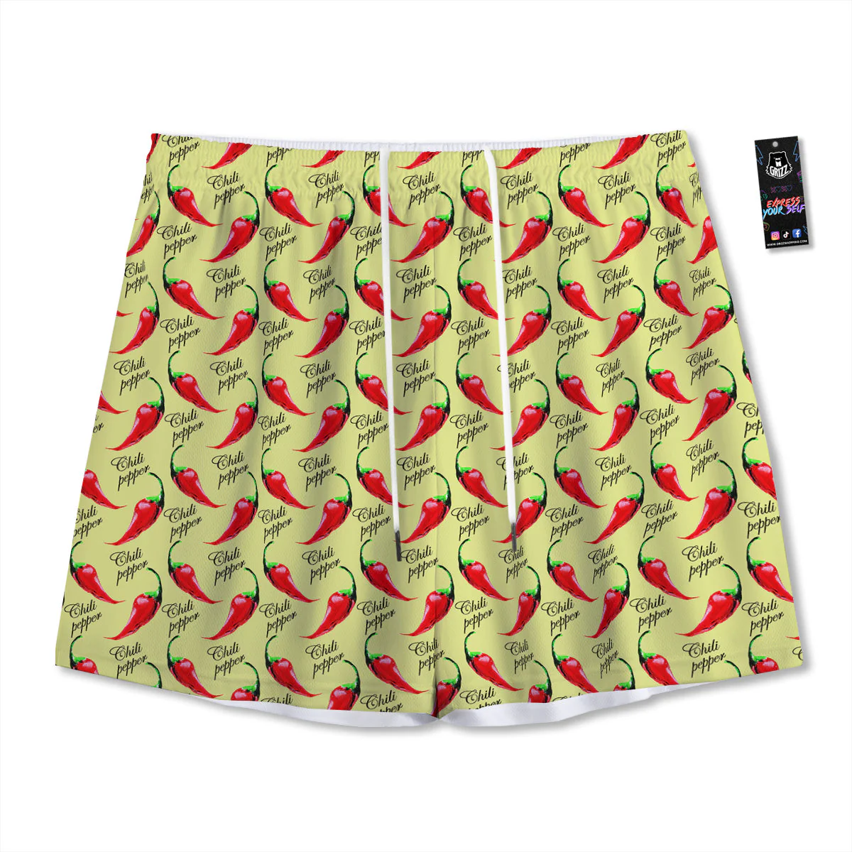 Chili Pepper Vintage Print Pattern Mesh Shorts