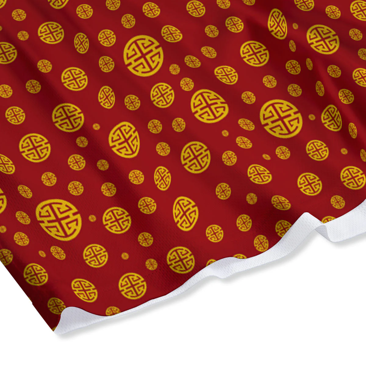 Chinese Gold Print Pattern Mesh Shorts - Image 4