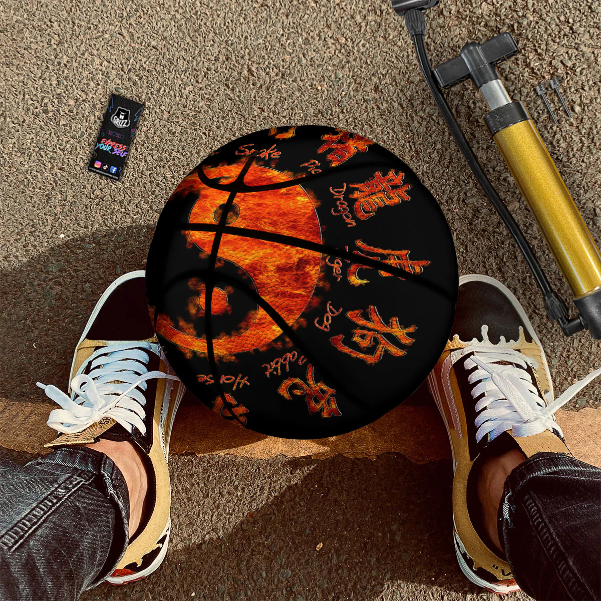 Chinese Zodiac Fire Yin Yang Print Basketball - Image 2