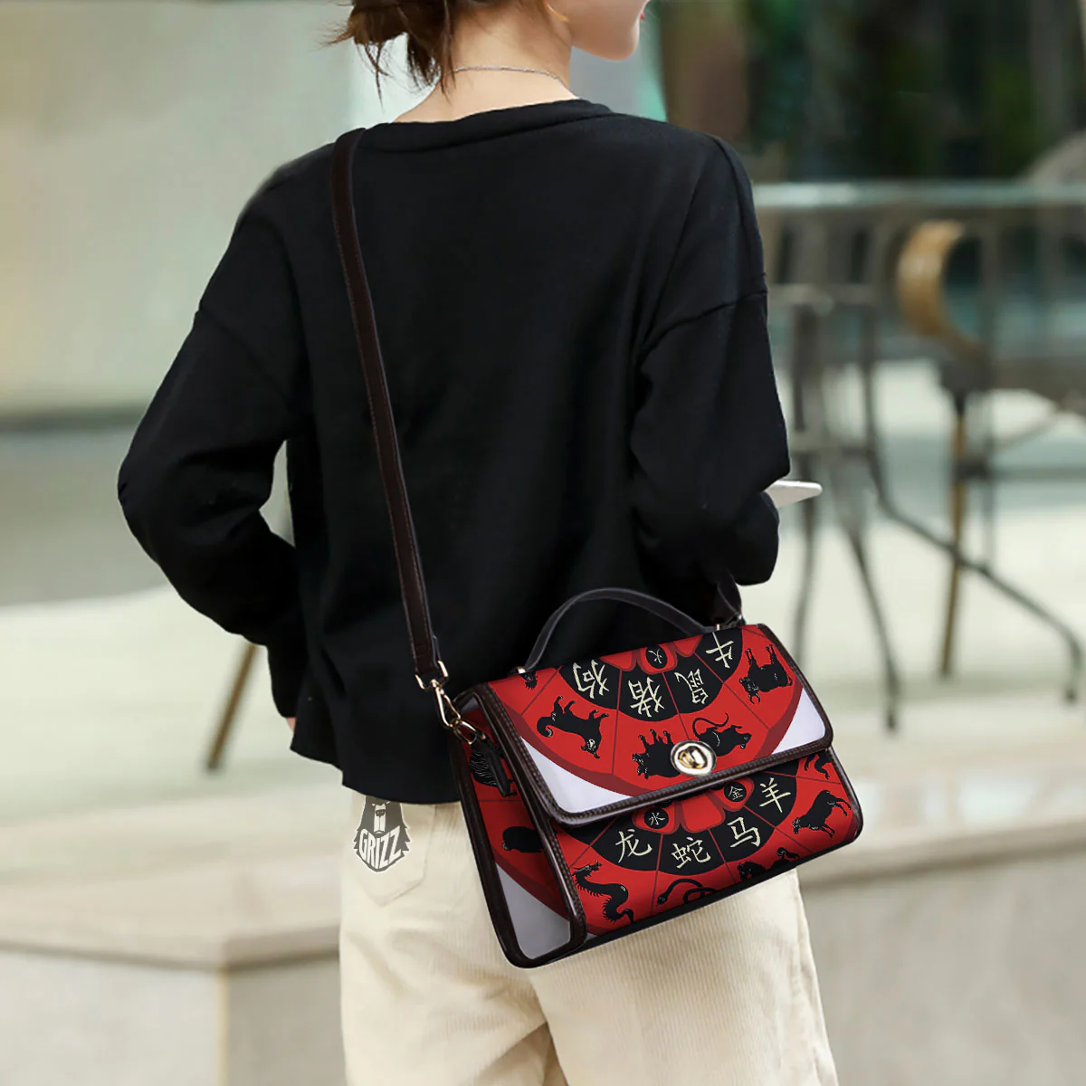 Chinese Zodiac Wheel Yin Yang Print Women's Satchel Bag - Image 3
