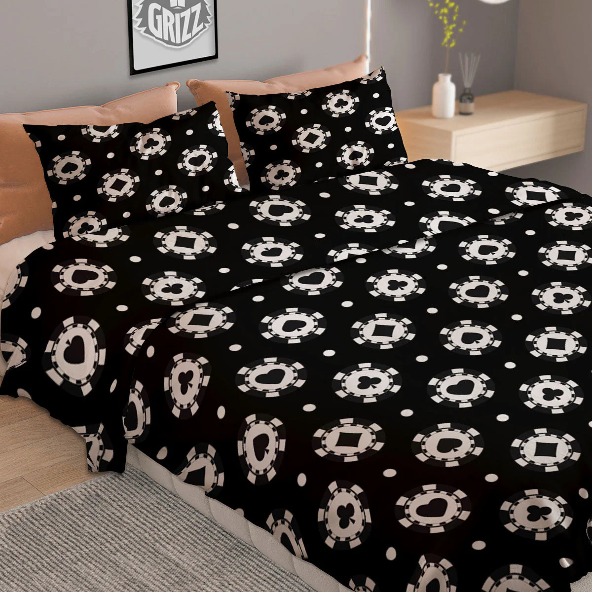 Chip And Casino Print Pattern Duvet Cover Bedding Set - Image 2