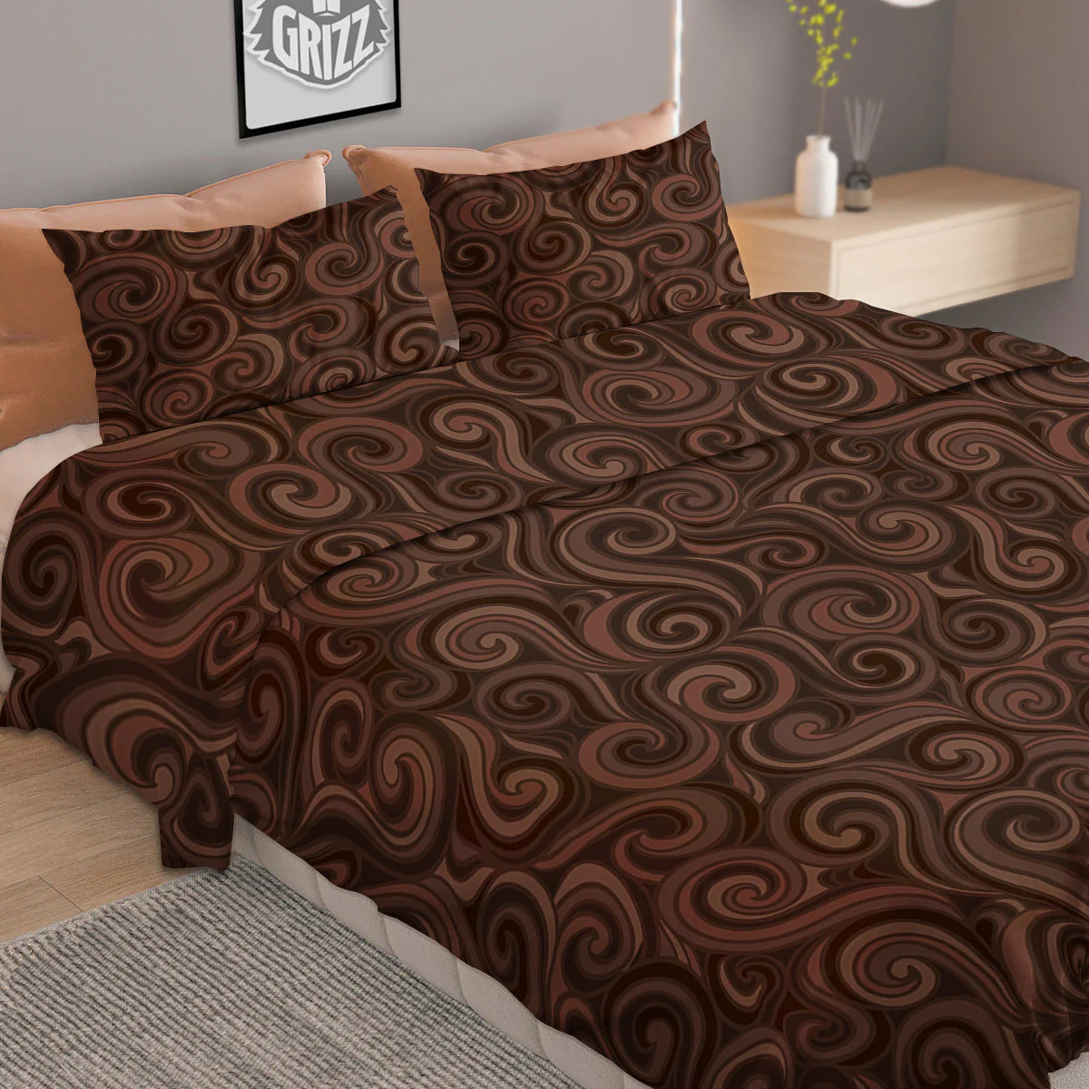 Chocolate Texture Brown Print Pattern Duvet Cover Bedding Set - Image 2