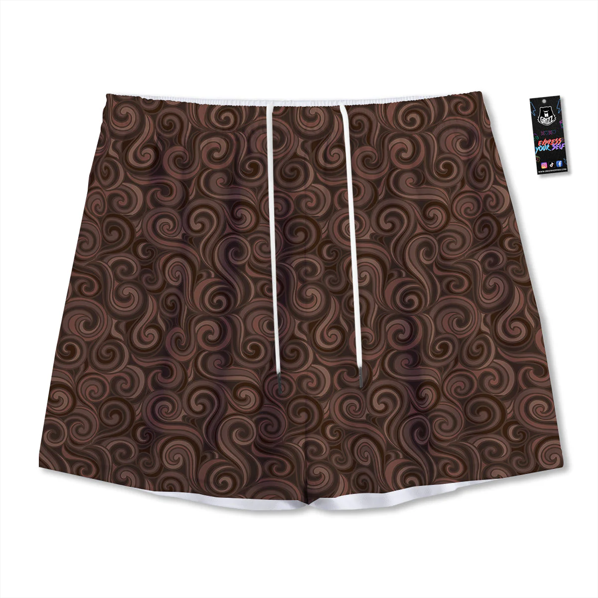Chocolate Texture Brown Print Pattern Mesh Shorts