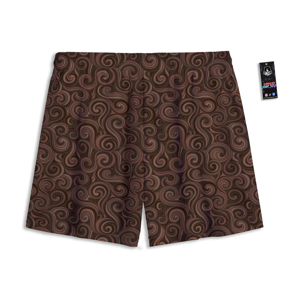Chocolate Texture Brown Print Pattern Mesh Shorts - Image 2