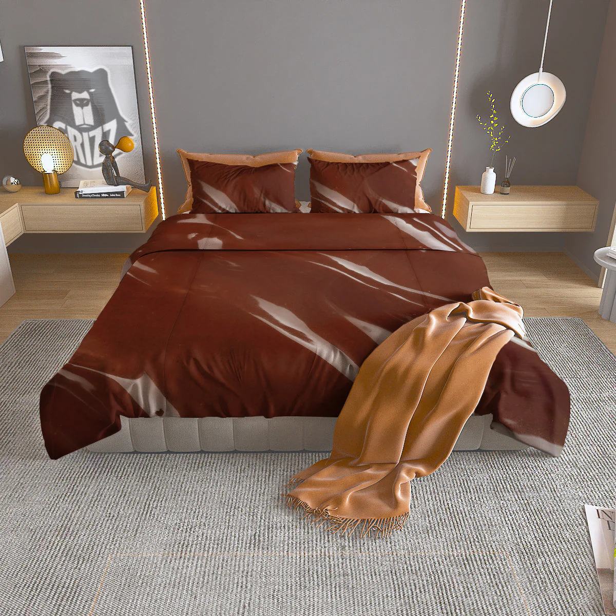 Chocolate Texture Print Duvet Cover Bedding Set