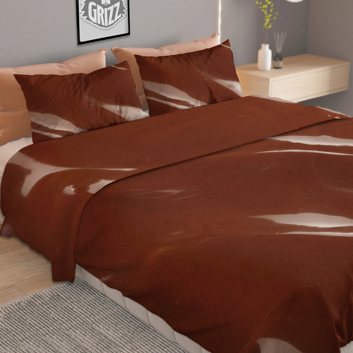 Chocolate Texture Print Duvet Cover Bedding Set - Image 2