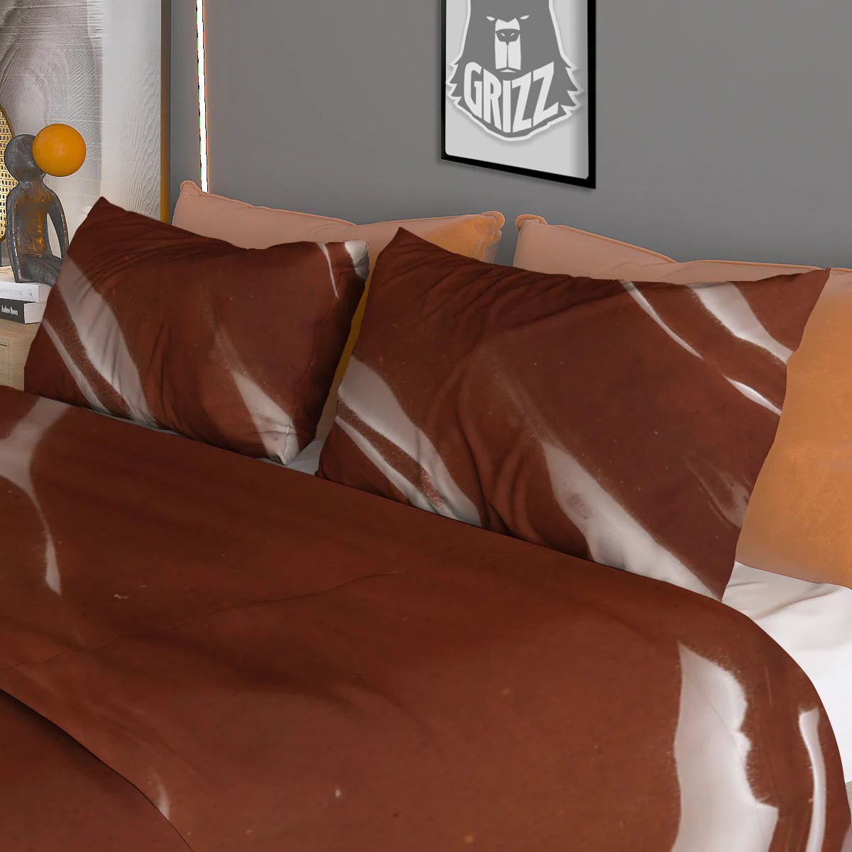 Chocolate Texture Print Duvet Cover Bedding Set - Image 3