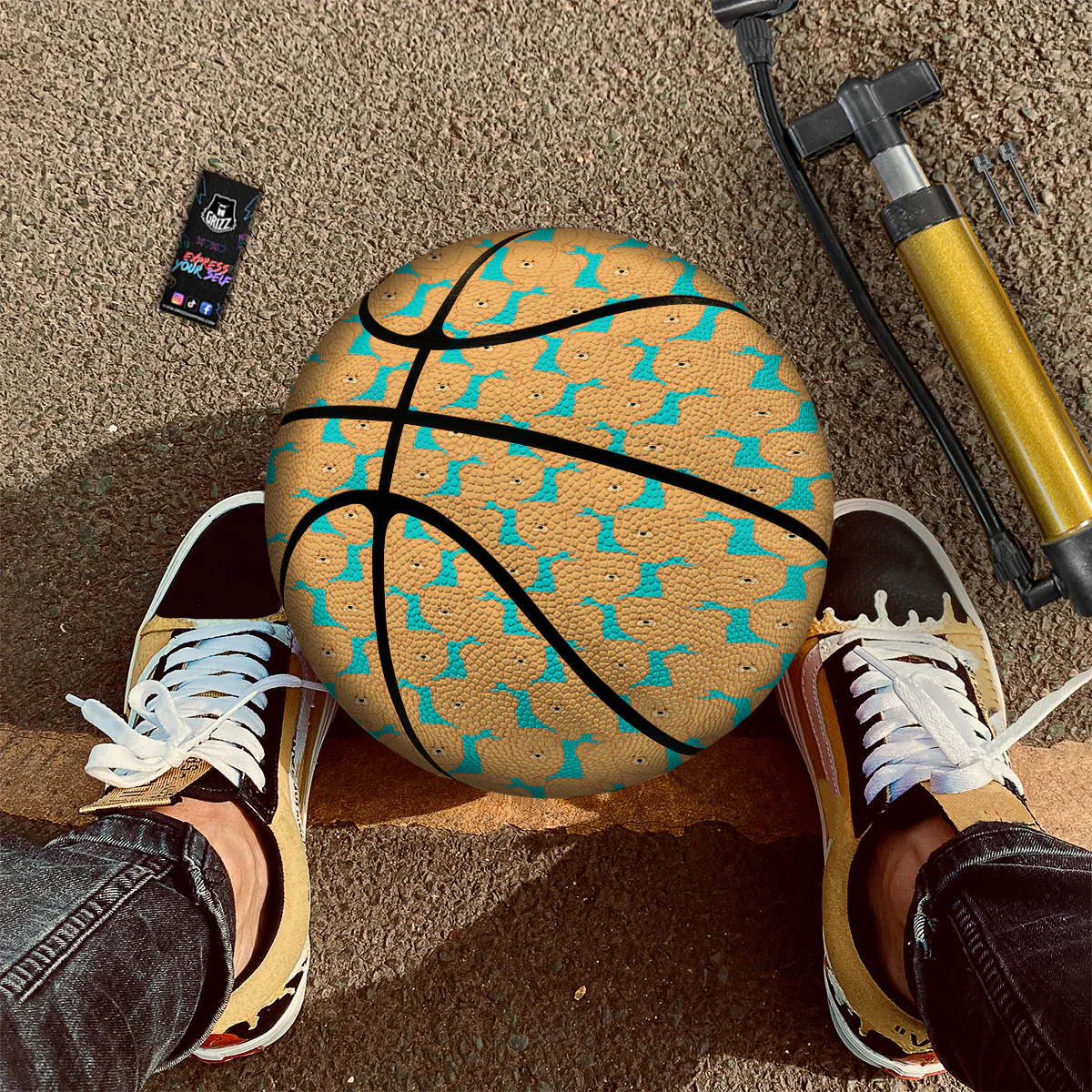 Chow chow And Blue Print Pattern Basketball - Image 2