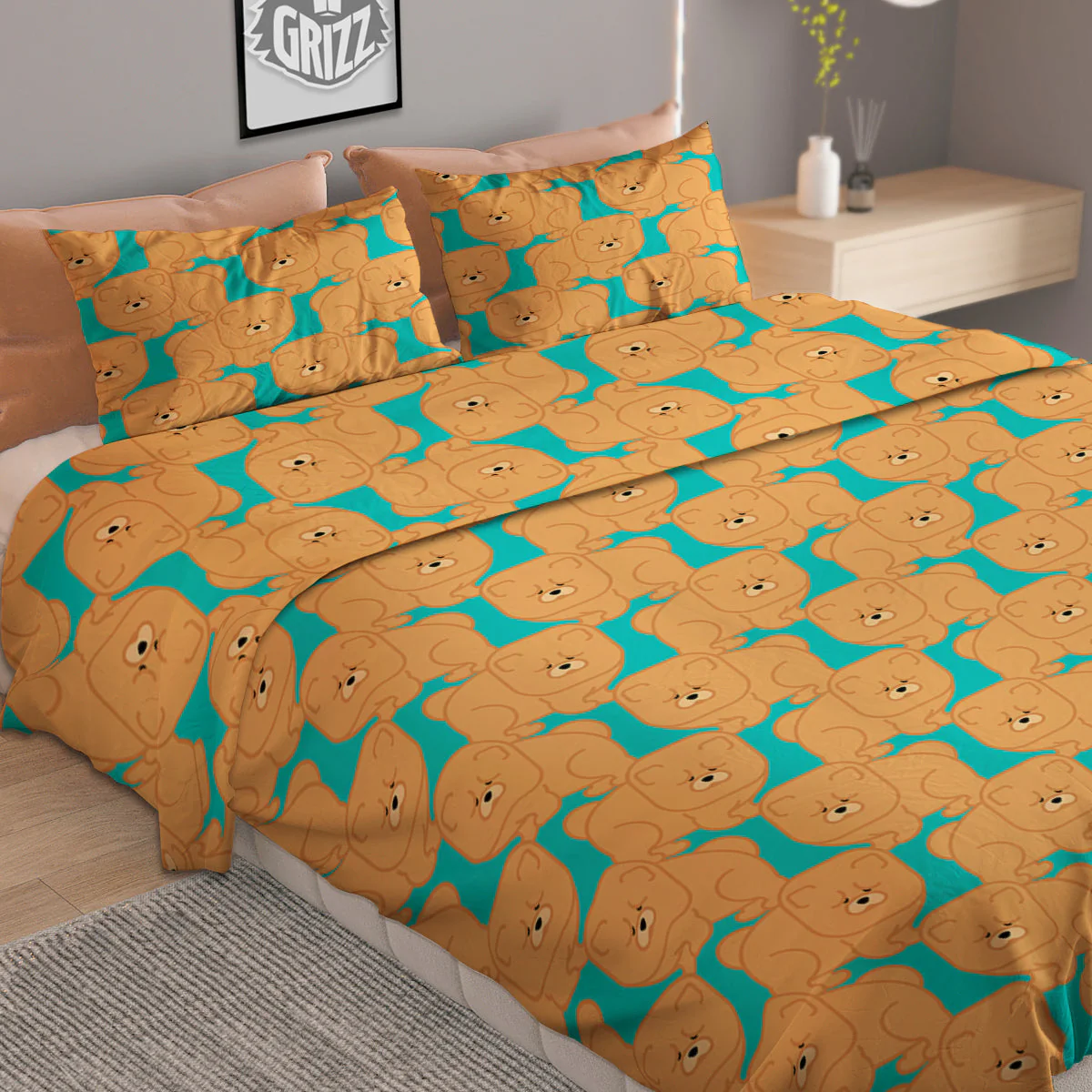 Chow chow And Blue Print Pattern Duvet Cover Bedding Set - Image 2