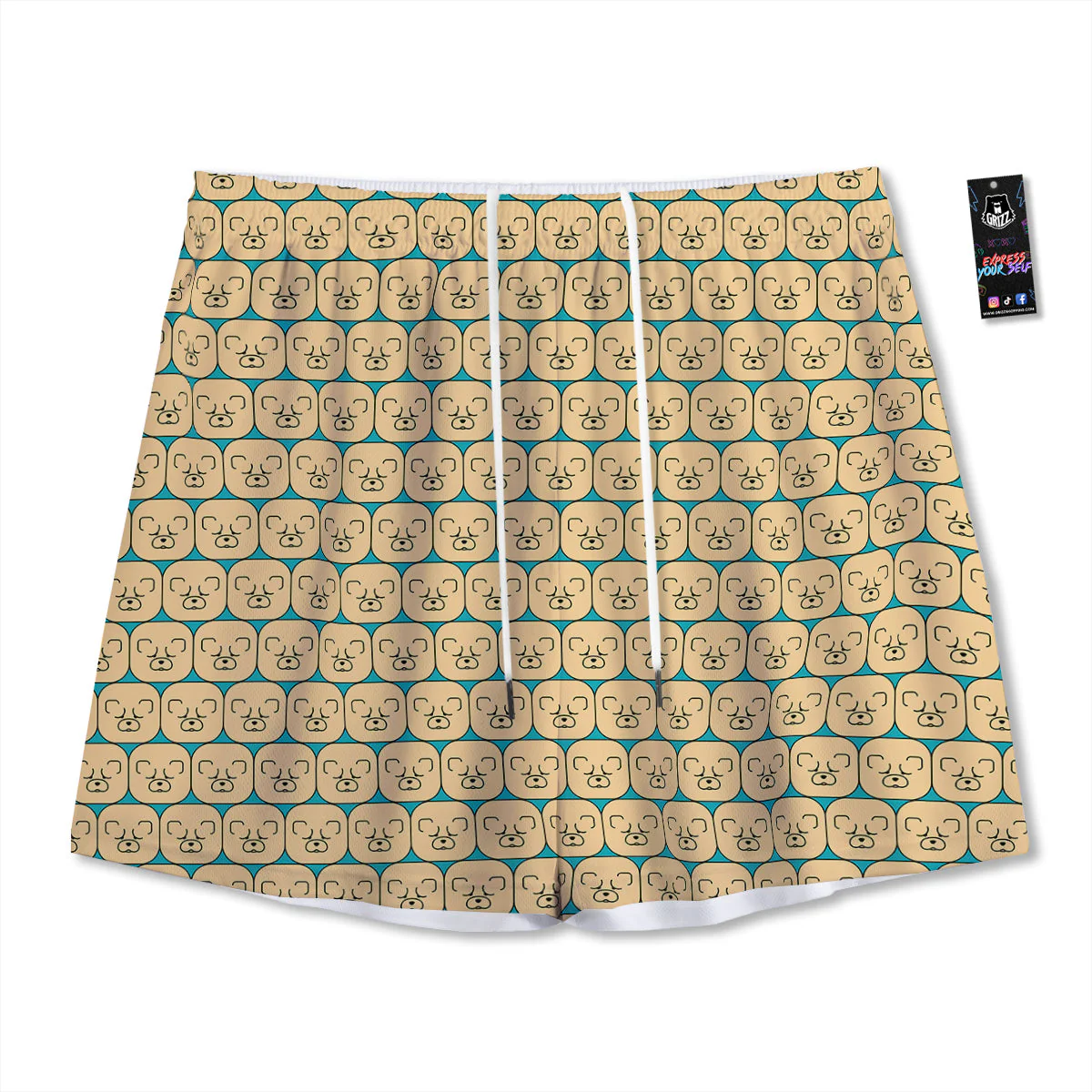 Chow chow Face Print Pattern Mesh Shorts