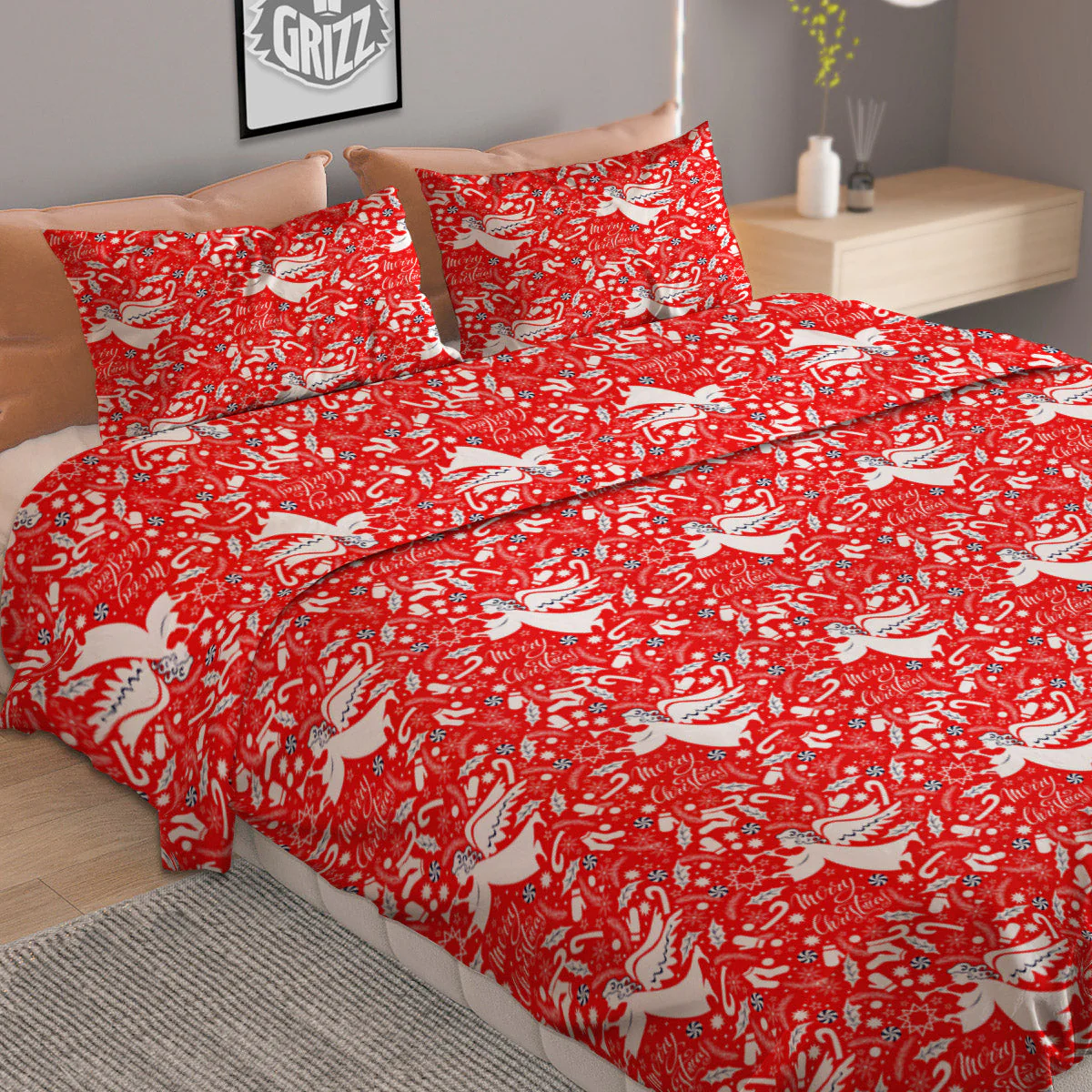 Christmas Angel Print Pattern Duvet Cover Bedding Set - Image 2