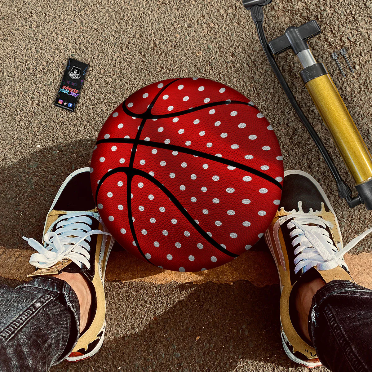 Christmas Dots White And Red Print Basketball - Image 2