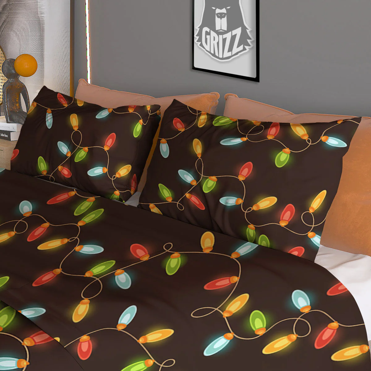 Christmas Lights Print Pattern Duvet Cover Bedding Set - Image 3