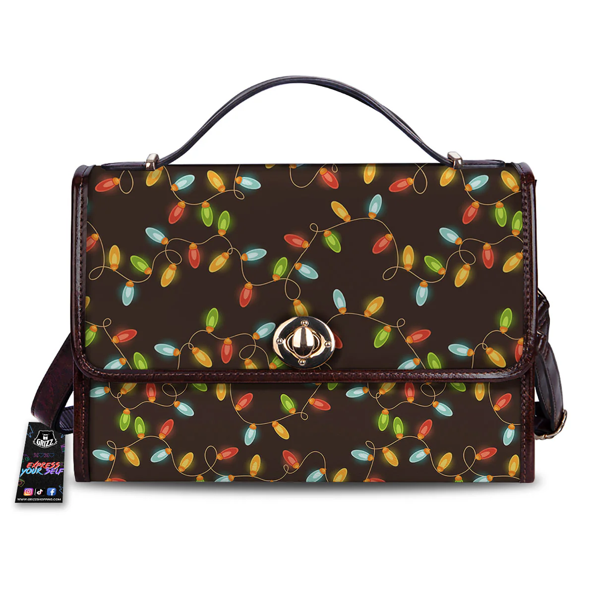 Christmas Lights Print Pattern Women's Satchel Bag