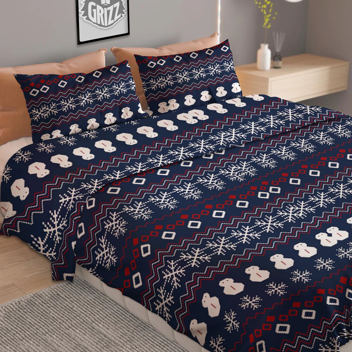 Christmas Scandinavian Print Pattern Duvet Cover Bedding Set - Image 2