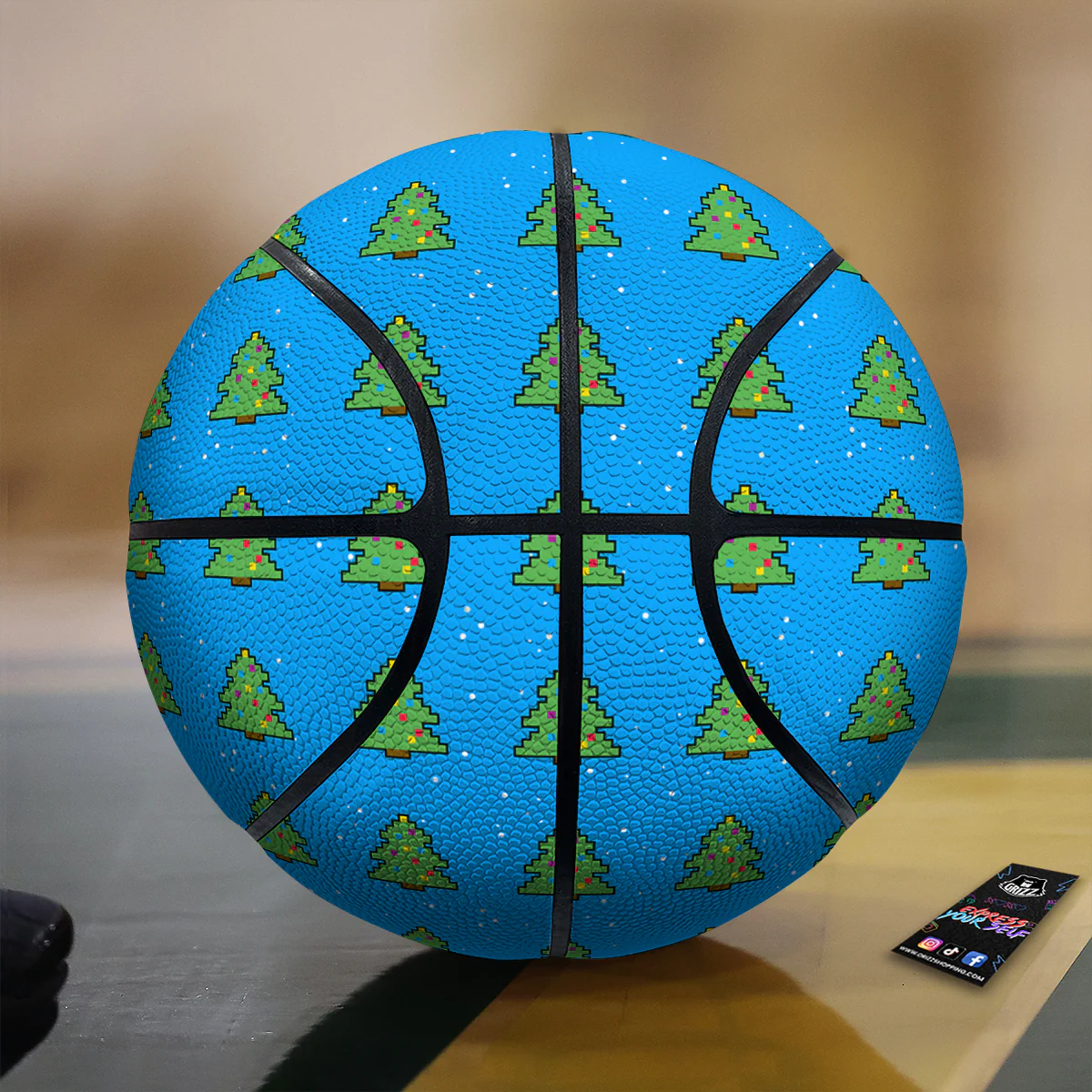 Christmas Tree 8-Bit Pixel Print Pattern Basketball
