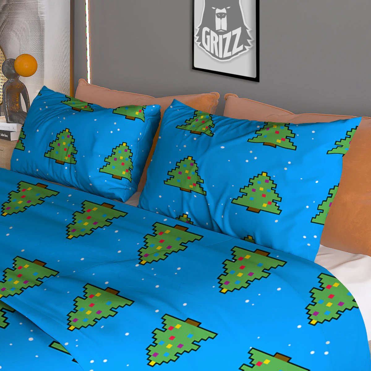 Christmas Tree 8-Bit Pixel Print Pattern Duvet Cover Bedding Set - Image 3