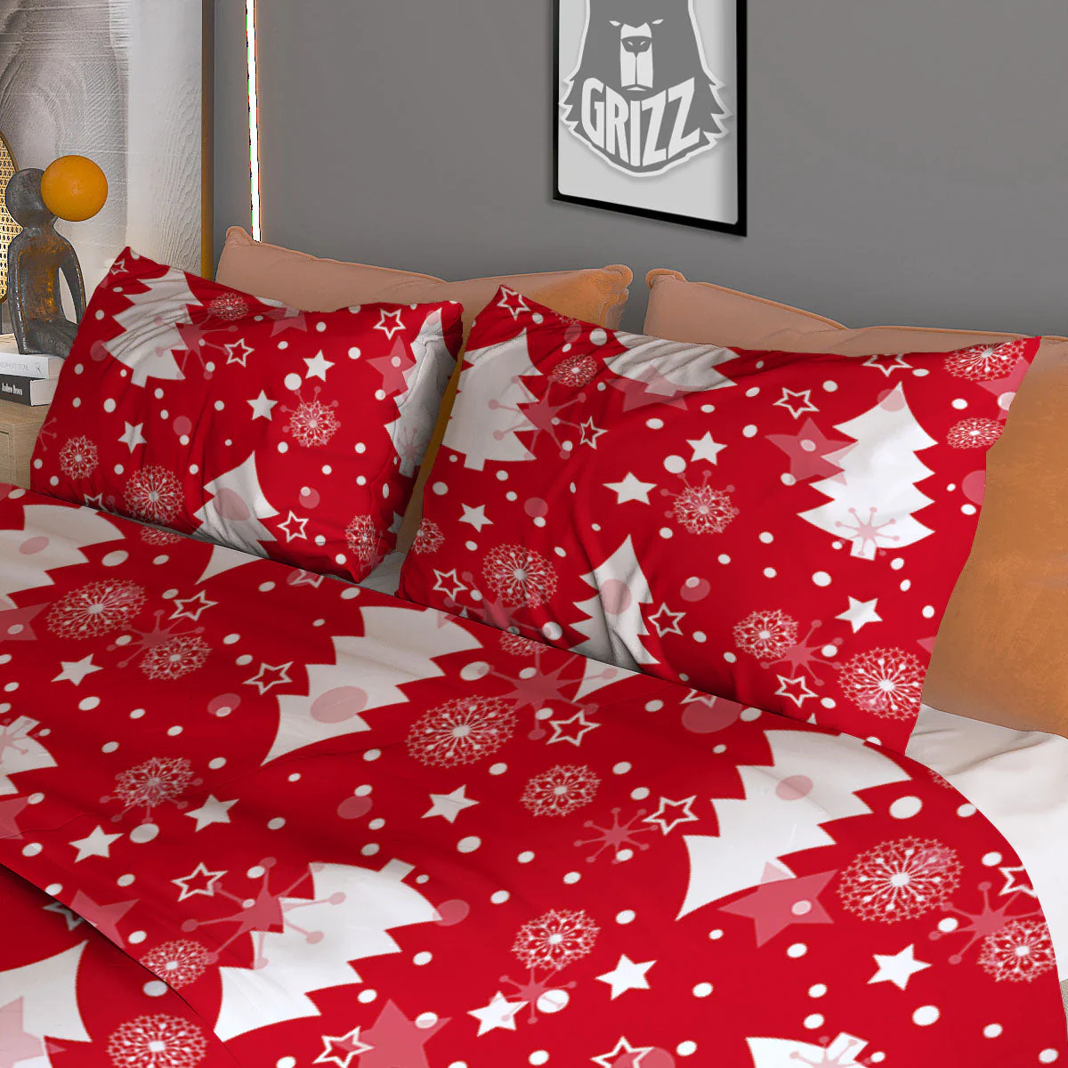 Christmas Tree Polka Dot Print Pattern Duvet Cover Bedding Set - Image 3