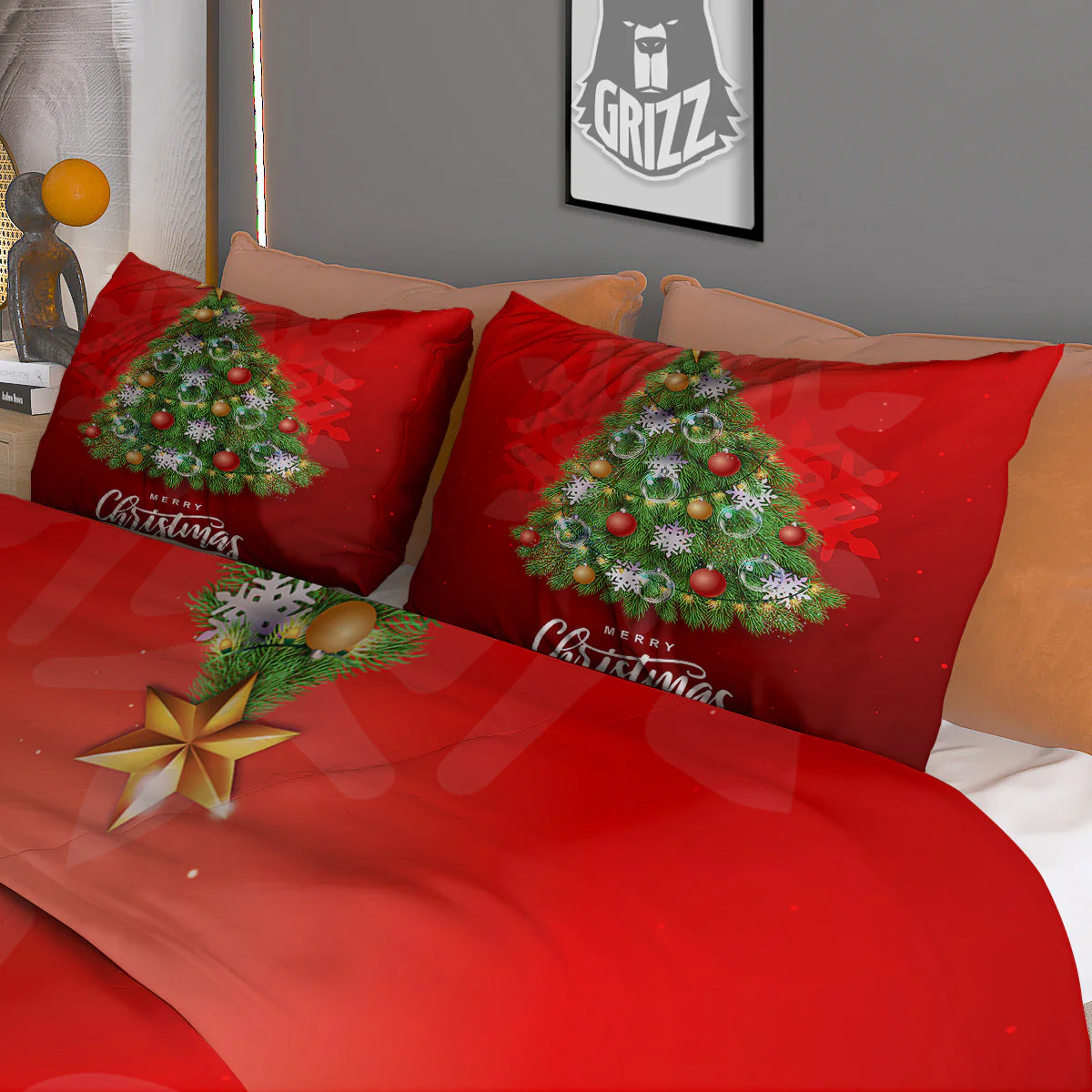 Christmas Tree Print Duvet Cover Bedding Set - Image 3