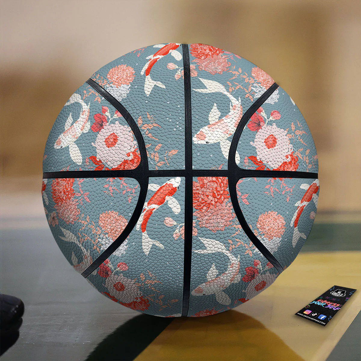 Chrysanthemum And Koi Carp Print Pattern Basketball